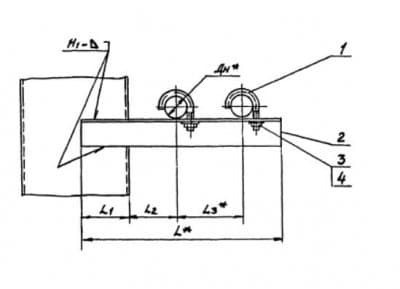 Опора для крепления двух труб к металлоконструкциям АПЭ 1384.0-06 - 1