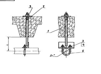 Подвеска для крепления труб к железобетонным плитам перекрытия АПЭ 1574.0-04 - 1
