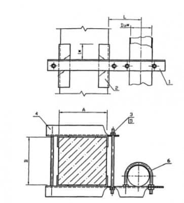 Крепление вертикального газопровода к железобетонной колонне УКГ 6.00-17 - 1