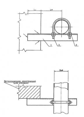Крепление горизонтального газопровода к металлическим конструкциямУКГ 7.00-05 - 1