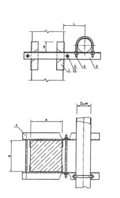 Крепление горизонтального газопровода к железобетонной колонне УКГ 5.00-03 - 1