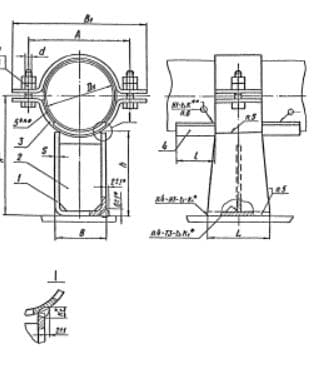 Опора неподвижная с плоским хомутом Л8-512.000-04 - 1
