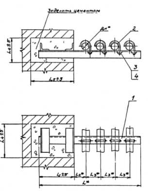 Опора для крепления четырех труб к кирпичной стене АПЭ 1382.0-03 - 1
