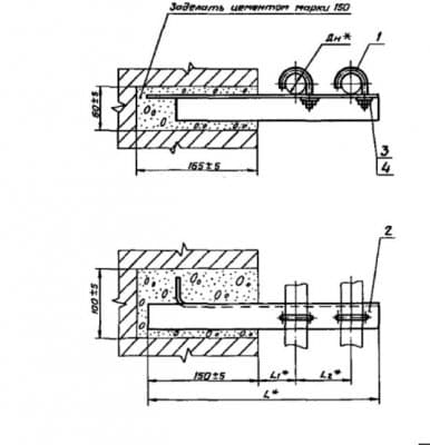Опора для крепления двух труб к кирпичной стене АПЭ 1552.0-01 - 1