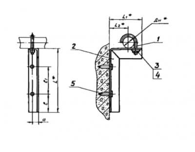 Опора для крепления труб к железобетонной стене на дюбель-гвоздях АПЭ 1569.0 - 1