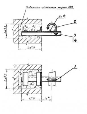 Опора для крепления труб к кирпичной стене АПЭ 1551.0-02 - 1