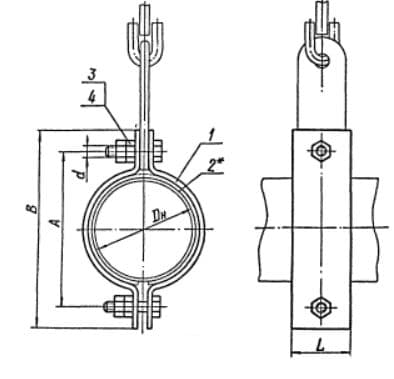 Хомут для горизонтальных трубопроводов Л8-518.000 - 1