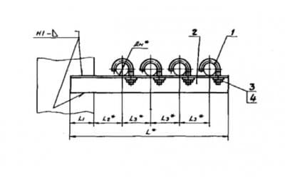 Опора для крепления четырех труб к металлоконструкциям АПЭ 1559.0-03 - 1