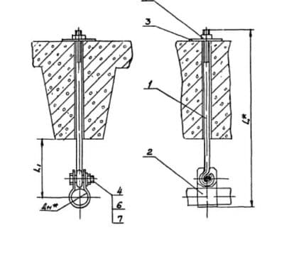 Подвеска для крепления труб к железобетонным плитам перекрытия АПЭ 1399.0-02 - 1