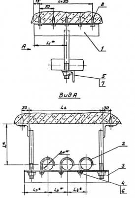 Подвеска для крепления трех труб к плитам перекрытия АПЭ 1393.0-01 - 1