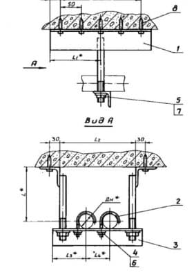 Подвеска для крепления двух труб к плитам перекрытия АПЭ 1565.0 - 1