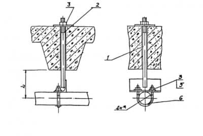 Подвеска для крепления труб к железобетонным плитам перекрытия АПЭ 1400.0-03 - 1