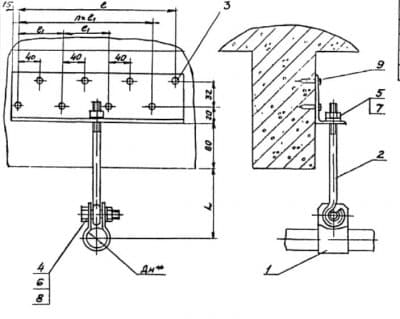 Подвеска для крепления труб к железобетонным плитам перекрытия АПЭ 1408.0-01 - 1
