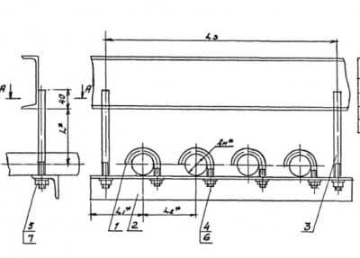 Подвеска для крепления четырех труб к металоконструкциям АПЭ 1407.0-02 - 1