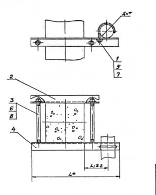 Опора для крепления трубы к железобетонной колонне АПЭ 1387.0-01 - 1