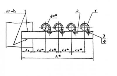 Опора для крепления четырех труб к металлоконструкциям АПЭ 1386.0-03 - 1