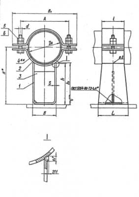 Опора скользящая с плоским хомутом Л8-511.000-04 - 1