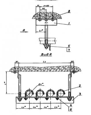 Опора для крепления труб в подполье АПЭ 1567.0 - 1