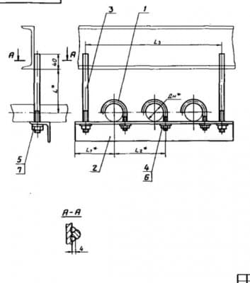 Подвеска для крепления трех труб к металлоконструкциям АПЭ 1580.0-02 - 1