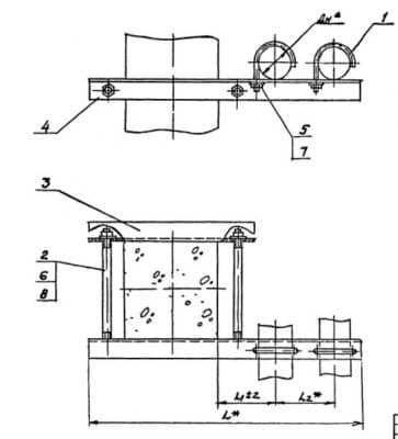 Опора для крепления двух труб к железобетонной колонне АПЭ 1388.0-01 - 1