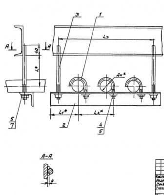 Подвеска для крепления трех труб к металлоконструкциям АПЭ 1406.0-01 - 1