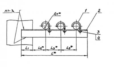 Опора для крепления трех труб к металлоконструкциям АПЭ 1385.0-01 - 1