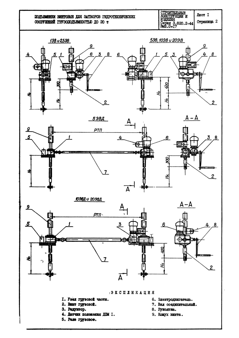 Винтовой подъемник с ручным приводом г.п. 0,5 тс. марки 0,5 В - 3
