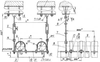Опора подвесная двухрядная со сплошным основанием А14Б 320.000-05 - 1